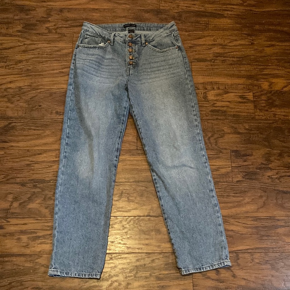 Blue straight leg mom jeans
